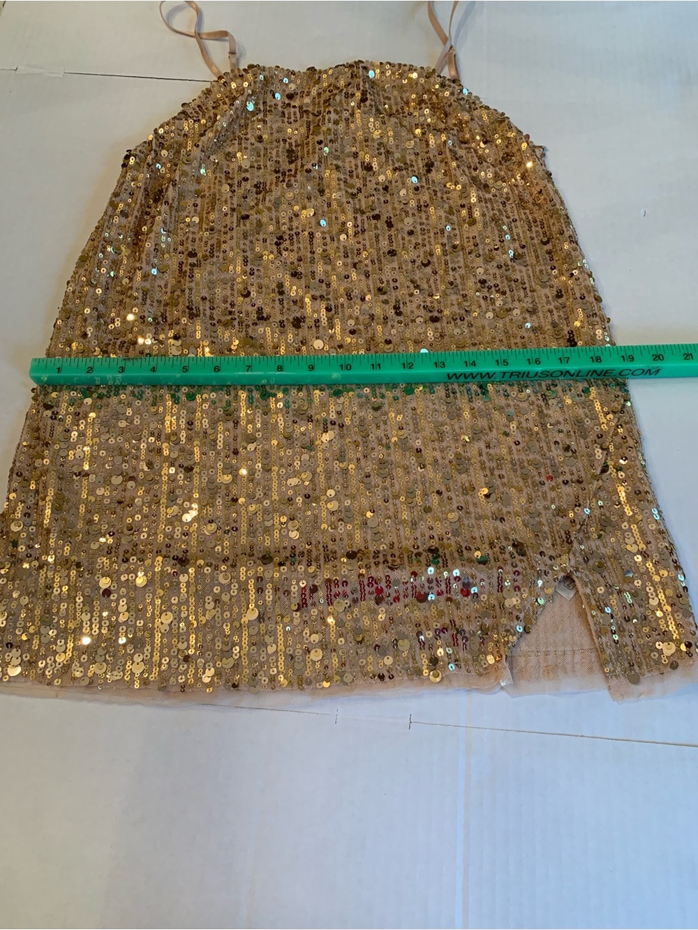 NWOT Free People Midnight Kiss mini slip dress gold sequins size Medium - Picture 11 of 12